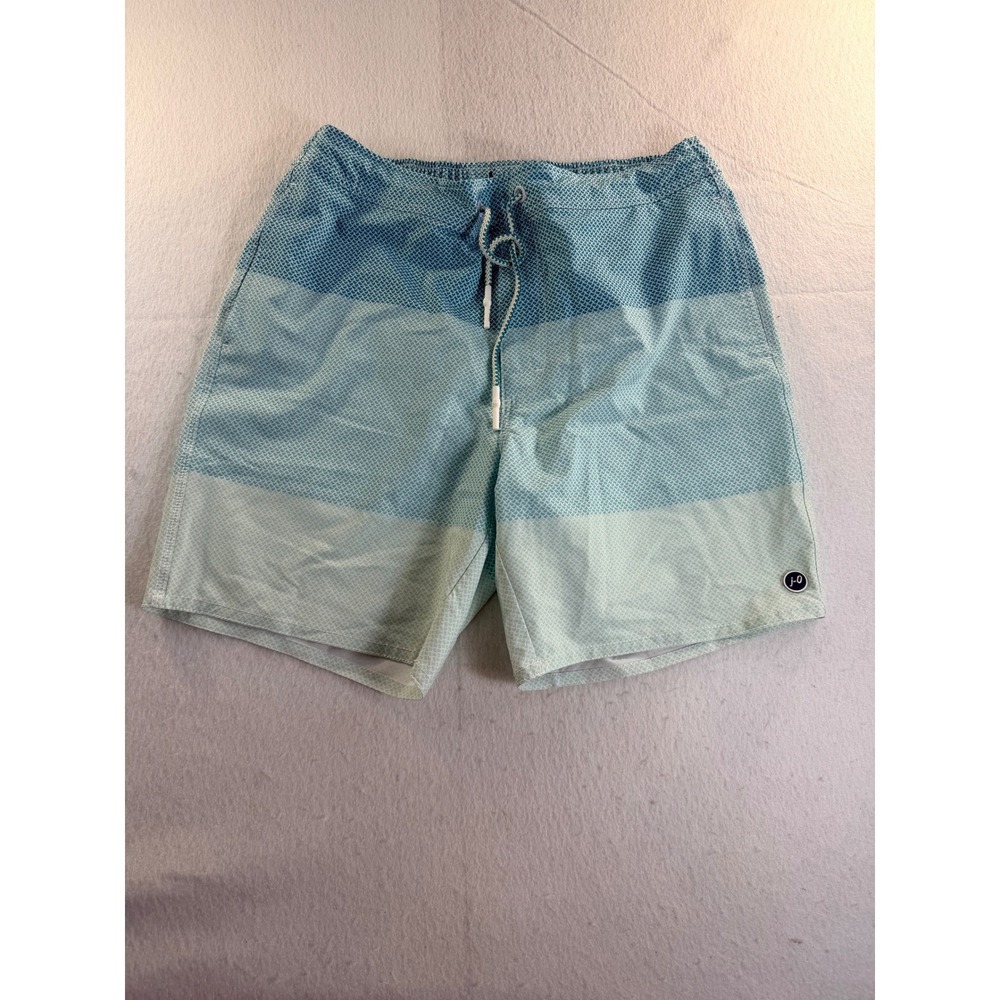 Johnnie-O Mens Blue Teal Gradient Geometric Print Swim Trunks Size M